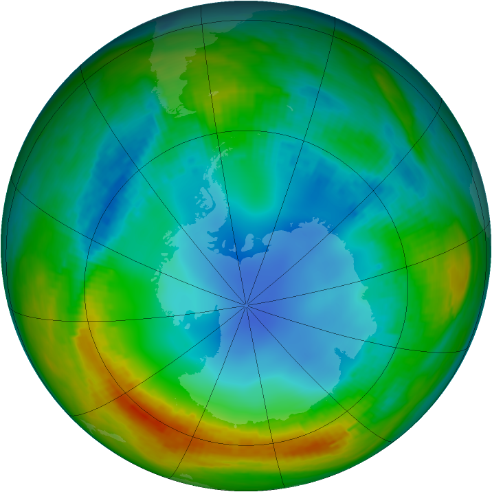 Antarctic ozone map for 31 July 1988